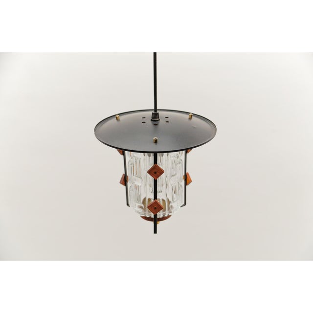 Mid-Century Modern Scandinavian Hanging Lamp in Copper with Teak and Glass, 1960s For Sale - Image 9 of 11