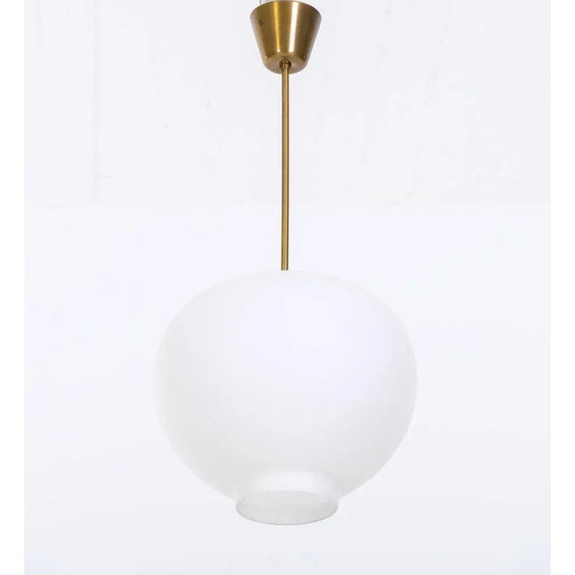 Glass & Brass Pendant attributed to Böhlmarks, Sweden, 1950s For Sale - Image 6 of 8