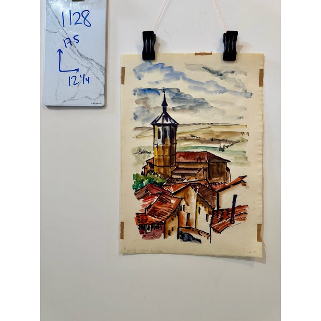 Henry Emil Salloch Original Watercolor on Paper Iglesia De Santiago, 1973. For Sale In Atlanta - Image 6 of 6