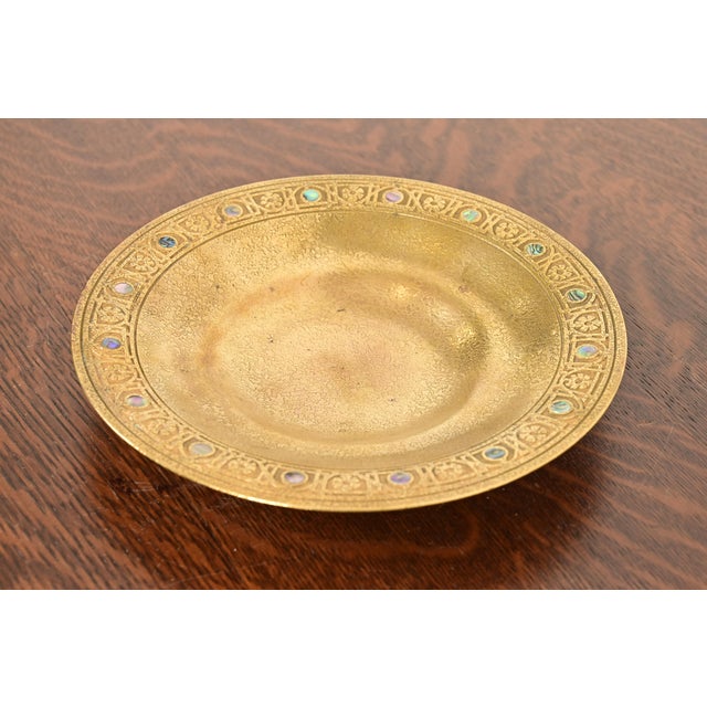 Tiffany Studios Tiffany Studios New York Bronze Doré Bowl With Abalone Inlay For Sale - Image 4 of 11