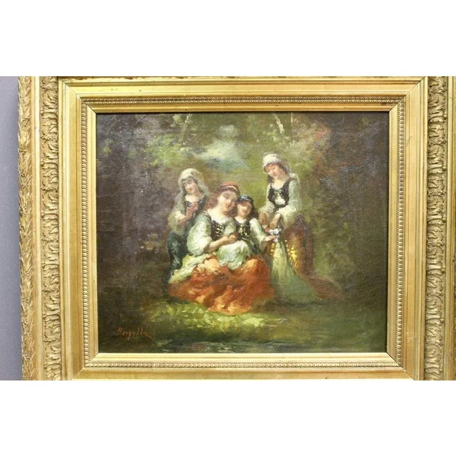 Frédéric Borgella, Young Girls Celebrating Spring, Late 1800s, Oil on Canvas For Sale - Image 11 of 12