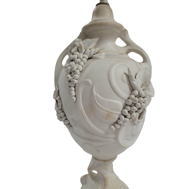 White Art Nouveau Bisque Porcelain Table Lamp For Sale - Image 8 of 9