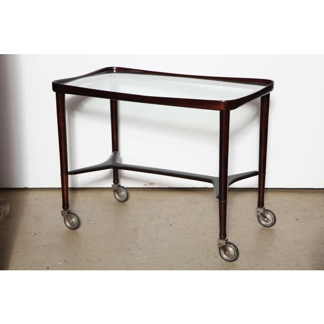 Mid-Century Modern 1950s Italian Modern Solid Rosewood Bar Cart For Sale - Image 3 of 10