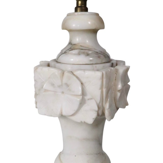 Mid 20th Century Italian Carved Marble Table Lamps - a Pair For Sale - Image 9 of 14