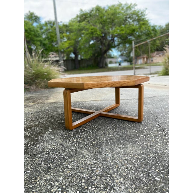 20th Century Danish Modern Octagonal Coffee Table With X Base For Sale - Image 13 of 13