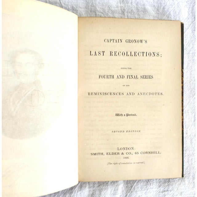 1866 Captain Gronow's Last Recollections Leather Book For Sale - Image 4 of 6