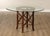 High Quality Hollywood Regency Style Dining Table Featuring A Round Glass Top Supported By A Natural Rattan Frame With...