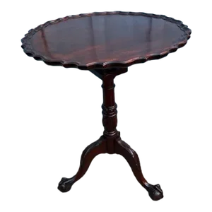 Antique Chippendale Style Carved Mahogany Bird Cage Tilt Top Table.