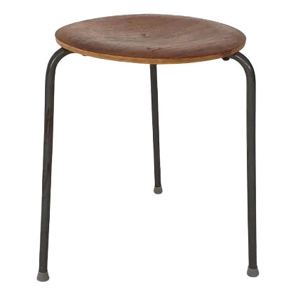 Teak and Metal Tripod Stool, Denmark, 1960s For Sale