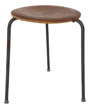 Teak and Metal Tripod Stool, Denmark, 1960s