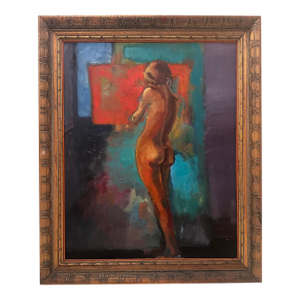 1990s Female Nude Painting, Framed