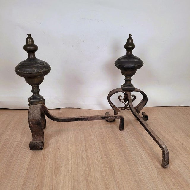 Andirons in Bronze and Wrought Iron, 19th Century, Set of 2 For Sale - Image 14 of 14