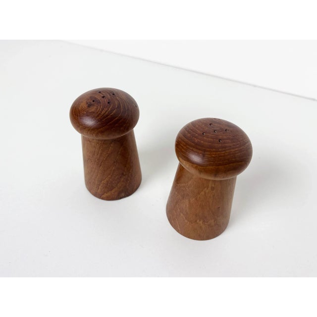 Mid-Century Modern Danish Teak Salt and Pepper Shakers - Vintage For Sale - Image 3 of 9
