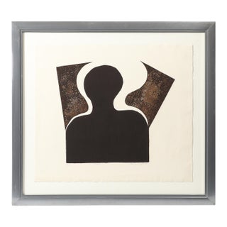 Mid-Century Modernist Screen Print Titled "Man" Signed Sheng Hey C. 1973 For Sale