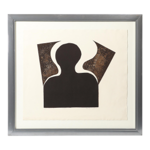Mid-Century Modernist Screen Print Titled "Man" Signed Sheng Hey C. 1973