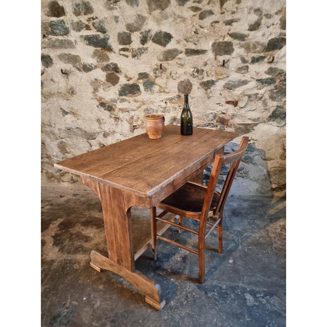 Antique French Oak Farmhouse Trestle Table, Early 1900s For Sale - Image 9 of 17