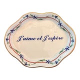 Mottahedeh Porcelain Trinket Dish French J’aime Et J’ Espere For Sale