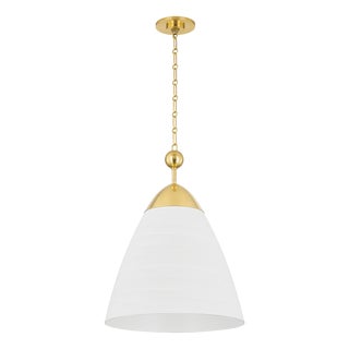 Hudson Valley Lighting Bronson 19.25 in. 1 Light Pendant in Aged Brass and White Plaster Finish For Sale