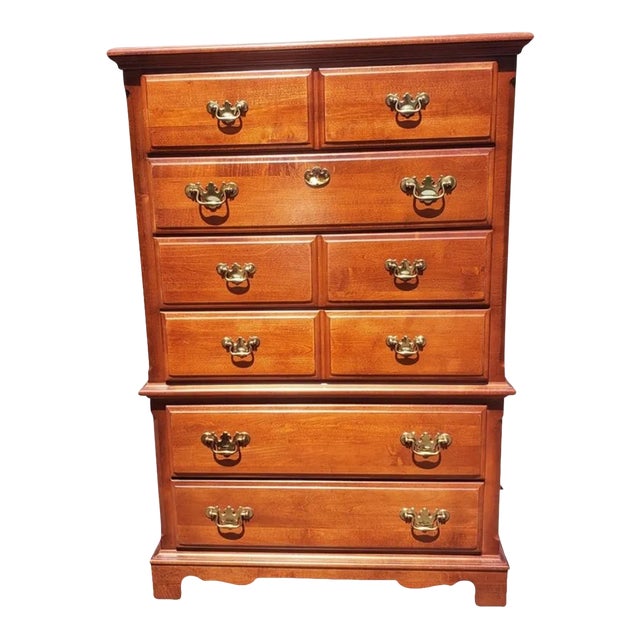 Stanley Furniture Chippendale Cherry Chest of Drawers For Sale