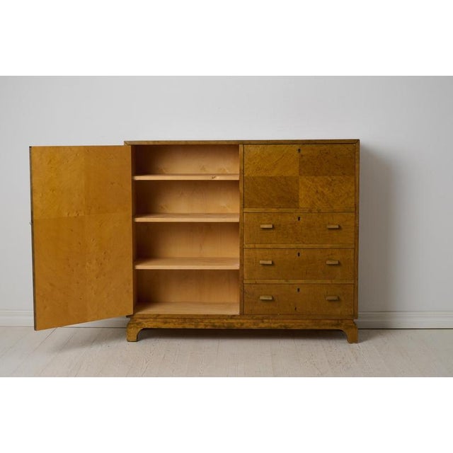 Swedish Grace Stained Birch Cabinet in the style of Axel Larsson, 1930s For Sale - Image 4 of 15