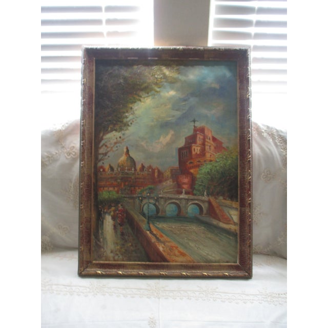 1960s Vintage Painting on Canvas of St. Peter's Basilica in Gold & Red Frame For Sale - Image 5 of 18