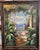 Traditional Framed Hand Painted Canvas Art - Mediterranean Courtyard & Seascape - delightful and colorful setting, like a...
