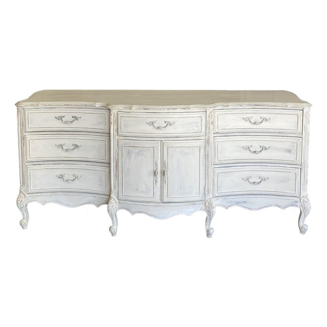 French Louis XV Style Provincial Sideboard, French Painted Buffet or Enfilade For Sale
