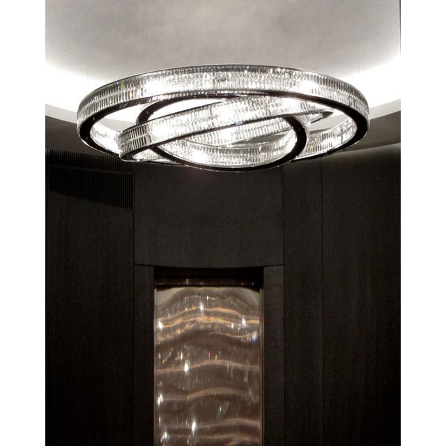 Metal Eclipse Double Crystal Layer Pendant Lamp by Aggiolight For Sale - Image 7 of 9