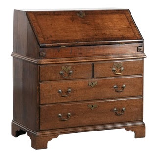 Large Antique English Oak Chest of Drawers with Secret Compartments and Stepped Interior, 18th Century For Sale