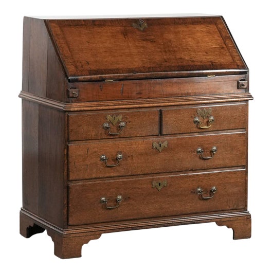 Large Antique English Oak Chest of Drawers with Secret Compartments and Stepped Interior, 18th Century For Sale