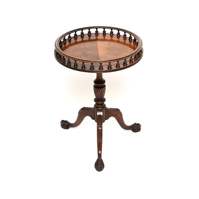 Wood Georgian Gallery Top Wine Table, 1930 For Sale - Image 7 of 7