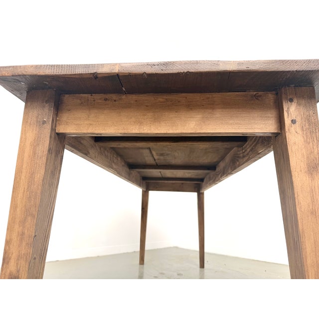 Pine Farmhouse Table with Tapered Legs, 1950s For Sale - Image 4 of 18