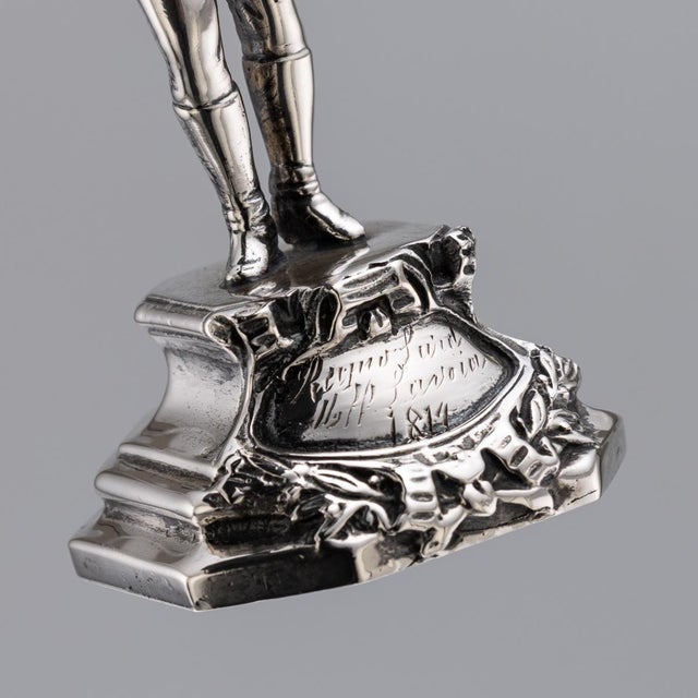 Antique 20th Century Italian Silver & Enamel Mounted Napoleonic Kingdom Guard, 1970s For Sale - Image 12 of 15