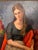 This is a unique and beautiful mid-century modern figurative oil painting on canvas in a Modern style by an unknown artist...