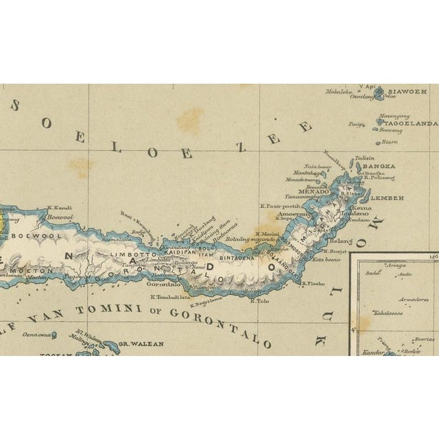 Gold Antique Colonial Map of Celebes Sulawesi and Lesser Sunda Islands, 1884 For Sale - Image 8 of 13