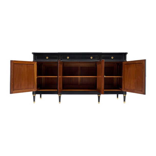Wood Antique French Louis XVI Buffet, Ebonized, Circa 1910 For Sale - Image 7 of 9