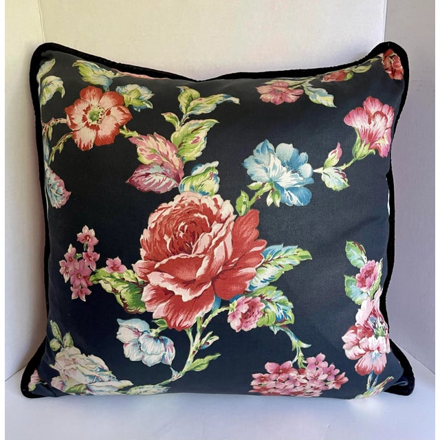 Textile Pair of Custom Made Geisha Floral Down Filled Pillows For Sale - Image 7 of 12