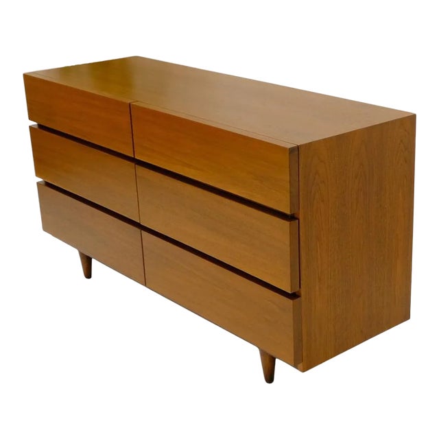 American Walnut Block Front 6 Drawers Long Dresser Credenza Restored For Sale