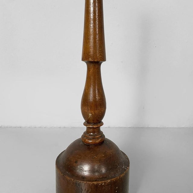 Brown Italian Round Doorstop in Turned Wood, 1930s For Sale - Image 8 of 13