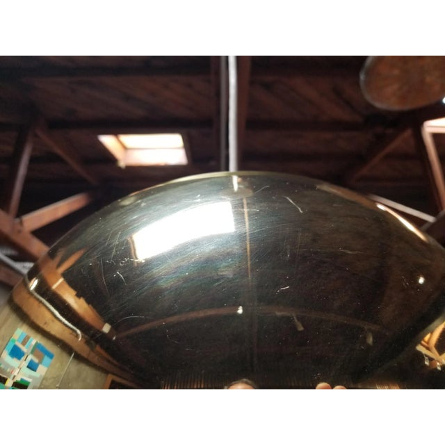 Metal Lightolier Mid-Century Modern Concentric Louvered Brass Pendant Light / Chandelier For Sale - Image 7 of 10