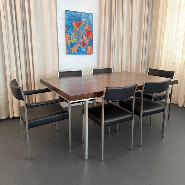 Girsberger 1960s Minimalist Leather Dining Chairs by Ernst Lauclair for Girsberger, Switzerland For Sale - Image 4 of 14