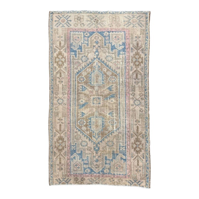 Antique Malayer Rug 4x6 | Blue, Beige & Brown For Sale