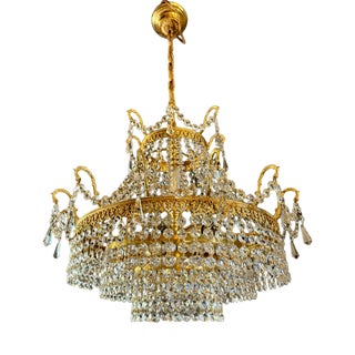 Vintage Crystal Chandelier, 1930s For Sale