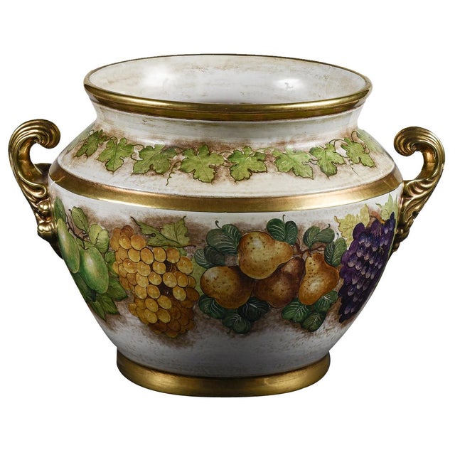 Hand-Decorated Ceramic Cache Pot by Batignani Prochet Torino For Sale - Image 10 of 10