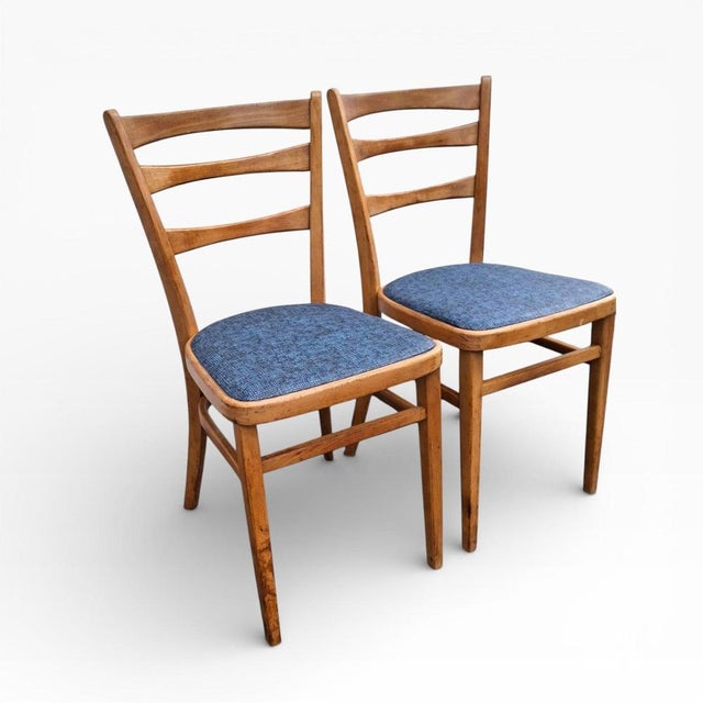 Beech Dining Chairs with Upholstered Seats, Set of 2 For Sale - Image 3 of 8