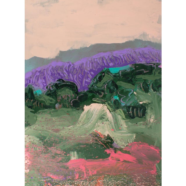 A 1980s abstract acrylic painting on paper by the American artist Harry Hilson (1935-2004). This piece features an...
