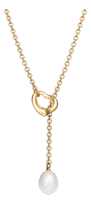 Tiffany & Co Elsa Peretti 18k Yellow Gold Open Heart Lariat Necklace