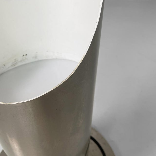 Italian Space Age Round Floor Lamp in Metal with White Interior, 1970s For Sale - Image 13 of 18