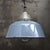 Vintage Industrial Grey Enamel and Cast Iron Pendant Lamp For Sale - Image 4 of 8