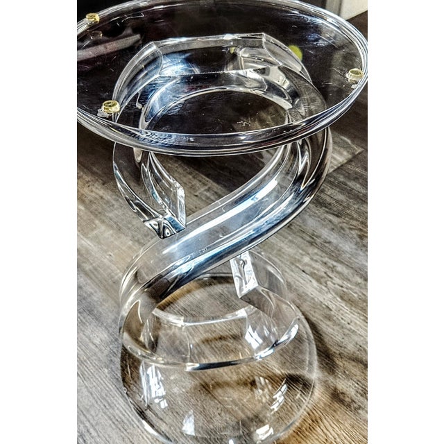 Elevate your space with this stunning, museum-quality "S" pedestal table by renowned acrylic artist Shlomi Haziza. Known...